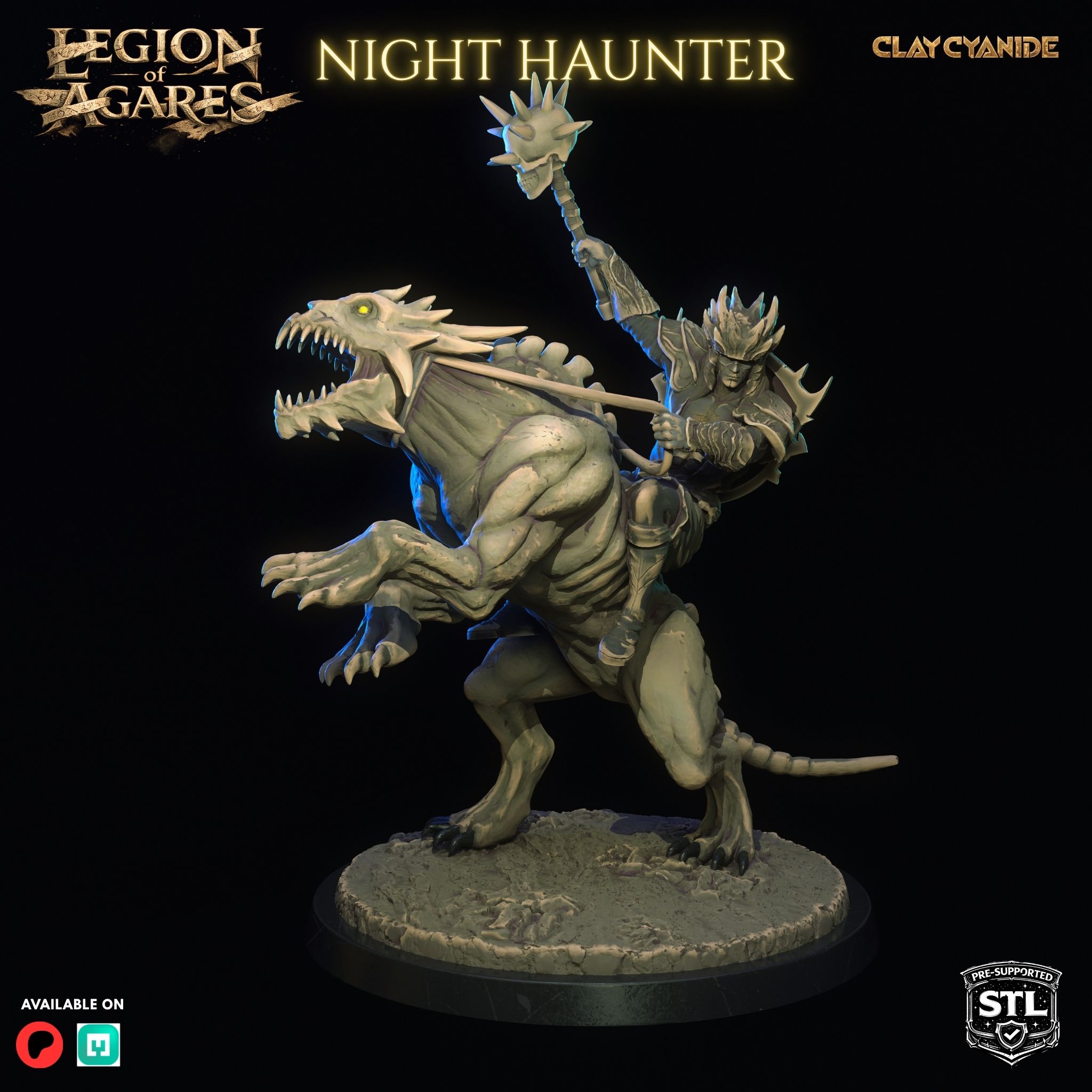 Agares Night Haunter STL side view — Clay Cyanide